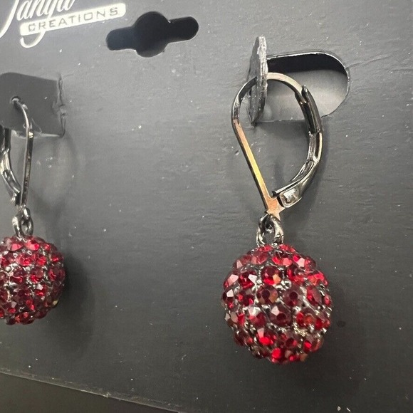 Lot of 3 Pair Tanya Creations Earrings Red Crystal Dangles & Hoops NOS Nordstrom - Picture 15 of 16